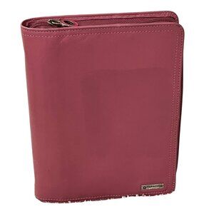 Franklin Covey Pink Leather Zippered Planner Binder With 3 Ring Closure